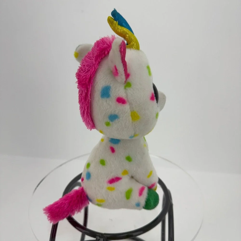 Ty Bennie Boss HARMONIE Unicorn Plush toy‎ 6 Inch White Multi & Glitter Eyes